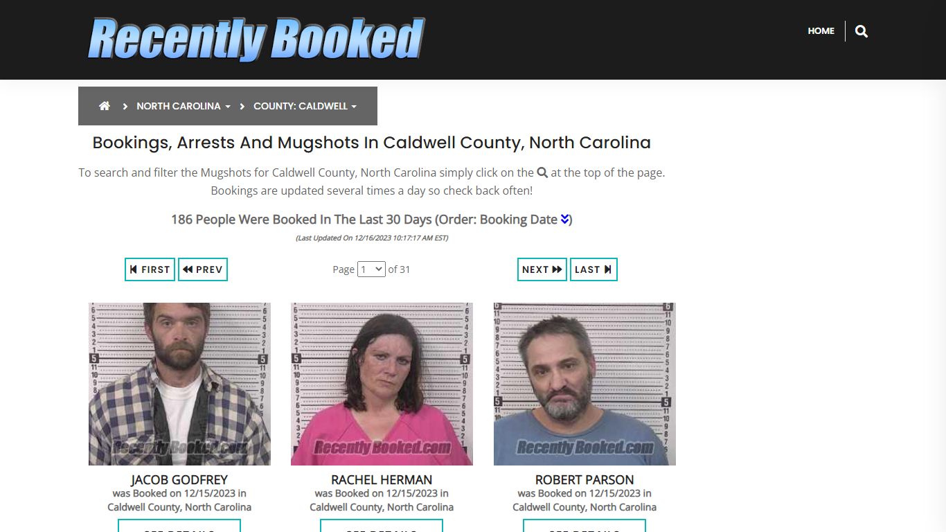 Bookings, Arrests and Mugshots in Caldwell County, North Carolina